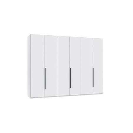 Armoire de chambre - LONDON - Couleur Blanc - 6 portes battantes - 3 tiroirs - 270 x 58 x 208 cm