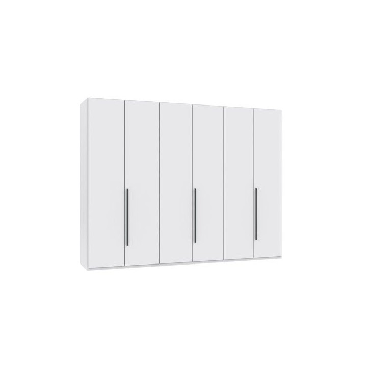 Armoire de chambre - LONDON - Couleur Blanc - 6 portes battantes - 3 tiroirs - 270 x 58 x 208 cm