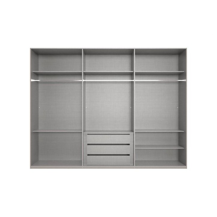 Armoire de chambre - LONDON - Couleur Blanc - 6 portes battantes - 3 tiroirs - 270 x 58 x 208 cm