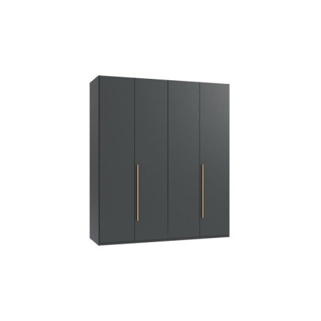 Armoire de chambre - LONDON - Couleur Graphite - 4 portes battantes - 3 tiroirs - 180 x 58 x 208 cm