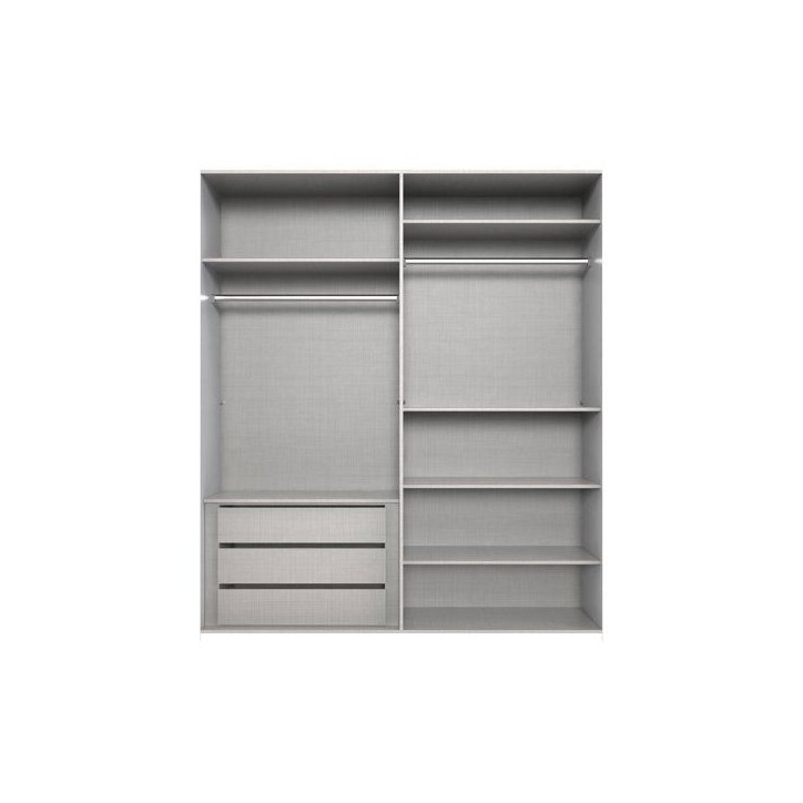 Armoire de chambre - LONDON - Couleur Graphite - 4 portes battantes - 3 tiroirs - 180 x 58 x 208 cm