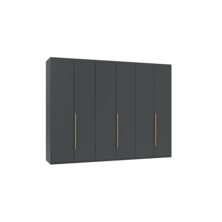 Armoire de chambre - LONDON - Couleur Graphite - 6 portes battantes - 3 tiroirs - 270 x 58 x 208 cm