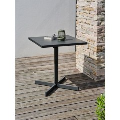 Guéridon de jardin - CITY GARDEN - Louise - 70 x 70 cm - Plateau pliant en acier - Anthracite