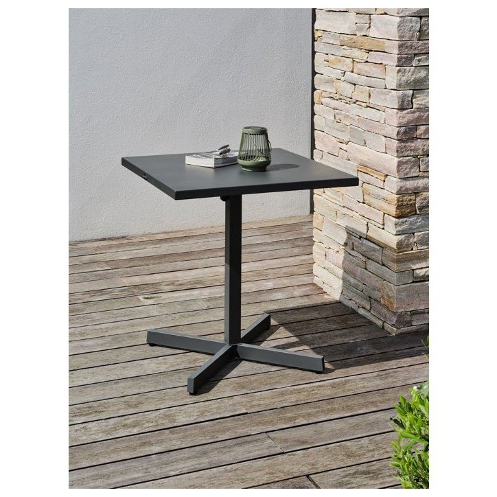 Guéridon de jardin - CITY GARDEN - Louise - 70 x 70 cm - Plateau pliant en acier - Anthracite