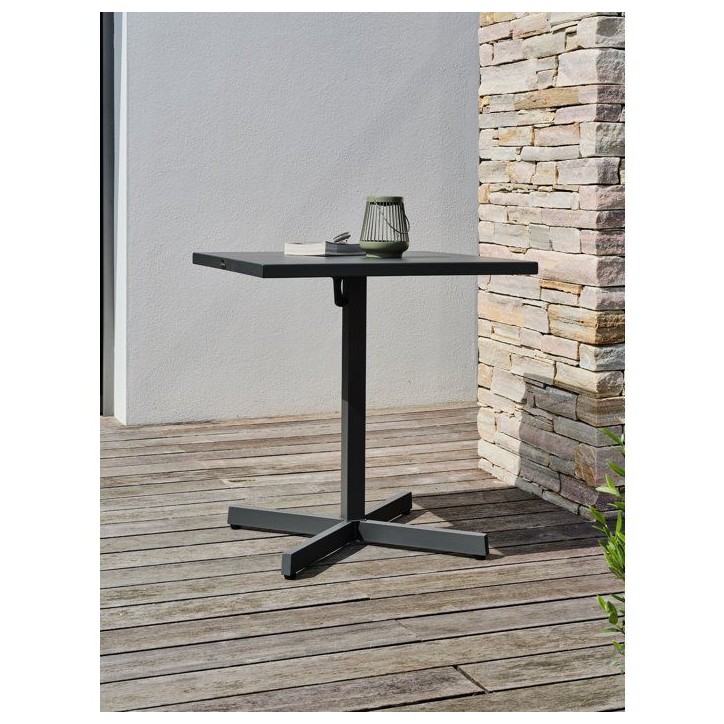 Guéridon de jardin - CITY GARDEN - Louise - 70 x 70 cm - Plateau pliant en acier - Anthracite