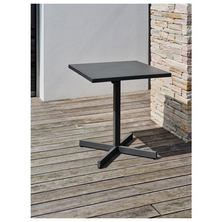 Guéridon de jardin - CITY GARDEN - Louise - 70 x 70 cm - Plateau pliant en acier - Anthracite