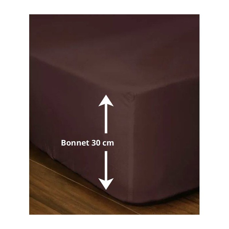 Drap-housse - LOVELY HOME - LH71594 - 180x200+30 cm - Marron