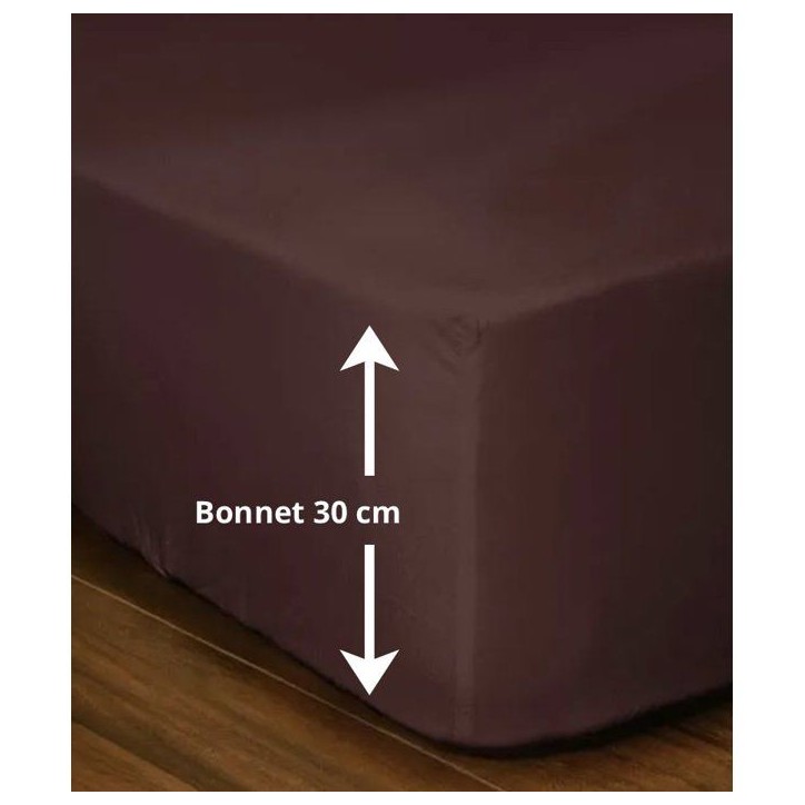Drap-housse - LOVELY HOME - LH71594 - 180x200+30 cm - Marron