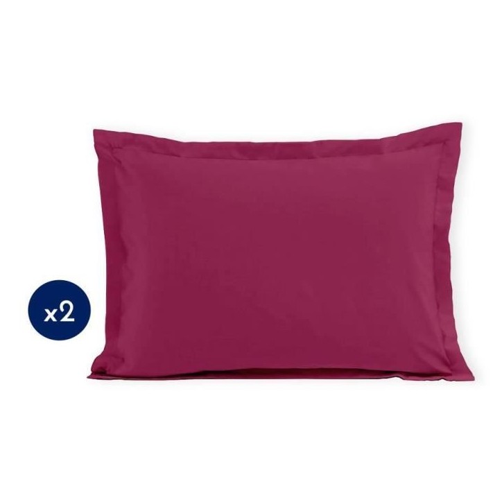 Lot de 2 taies d'oreiller - LOVELY HOME - LH71603 - 50 x 70 cm - Fuchsia