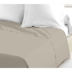 Drap plat - LOVELY HOME - 100% coton - 240 x 300 cm - Beige Clair