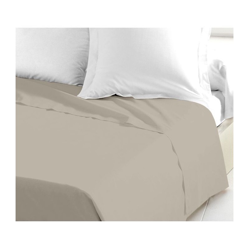 Drap plat - LOVELY HOME - 100% coton - 240 x 300 cm - Beige Clair