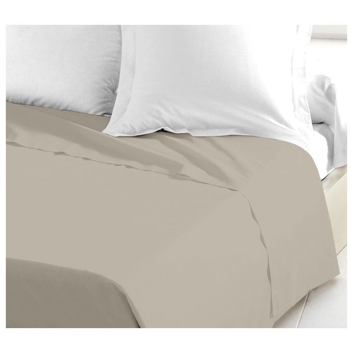 Drap plat - LOVELY HOME - 100% coton - 240 x 300 cm - Beige Clair Drap plat - LOVELY HOME - 100% coton - 240 x 300 cm - Beige Clair