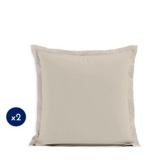 Lot de 2 taies d'oreiller - LOVELY HOME - 63 x 63 cm - Beige clair