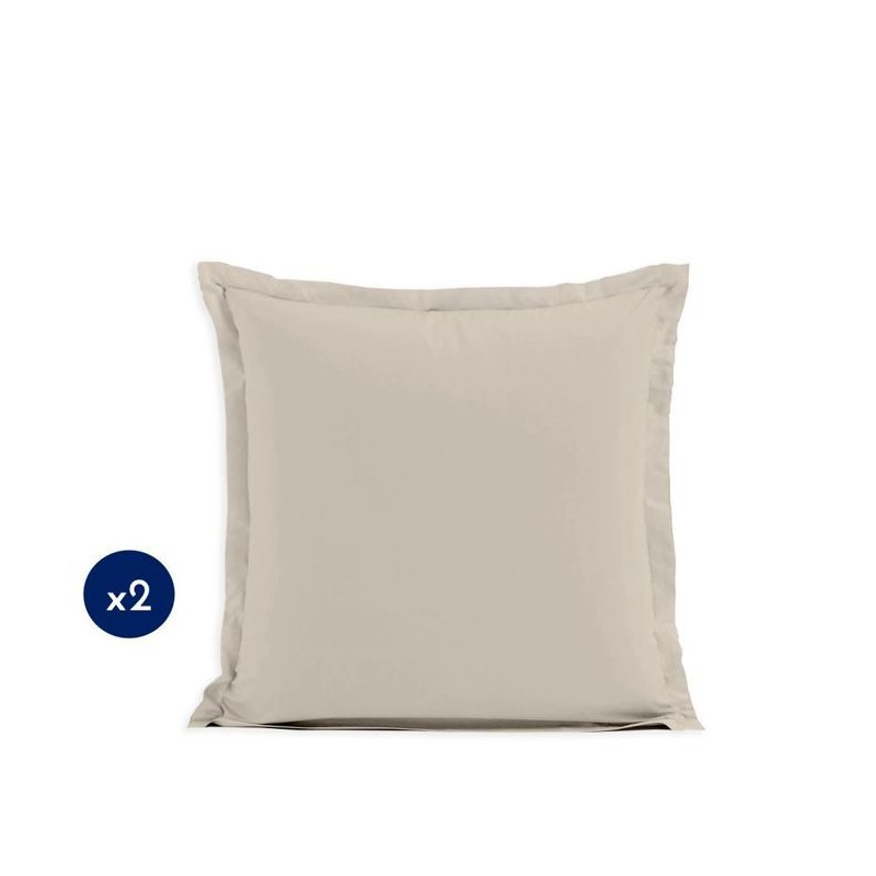Lot de 2 taies d'oreiller - LOVELY HOME - 63 x 63 cm - Beige clair