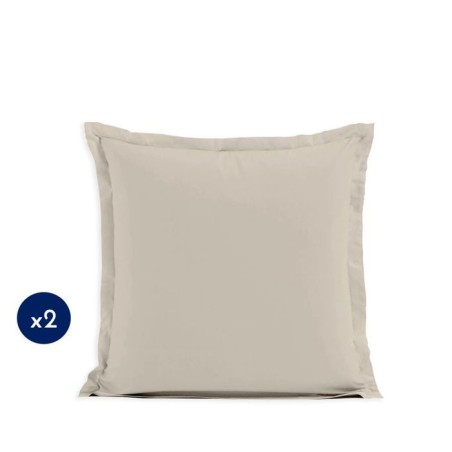 Lot de 2 taies d'oreiller - LOVELY HOME - 63 x 63 cm - Beige clair