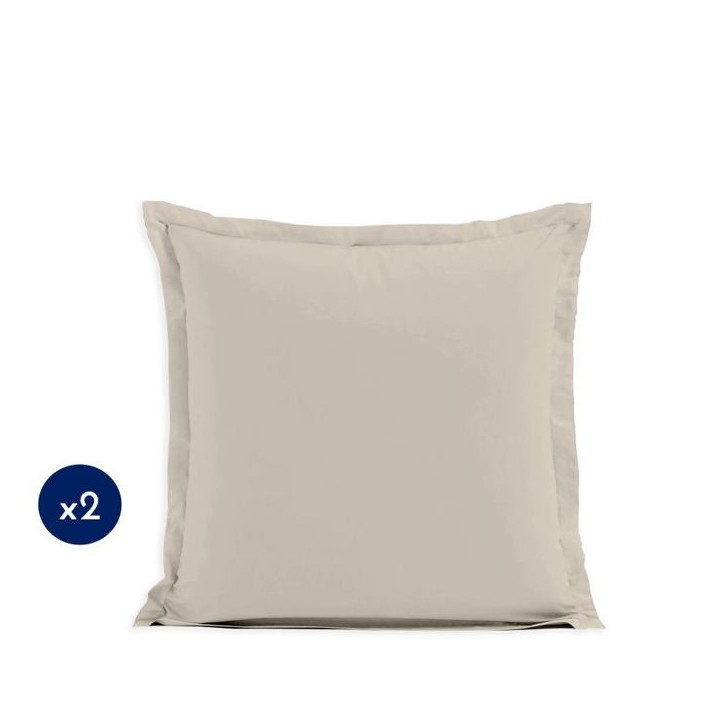 Lot de 2 taies d'oreiller - LOVELY HOME - 63 x 63 cm - Beige clair Lot de 2 taies d'oreiller - LOVELY HOME - 63 x 63 cm - Beige clair