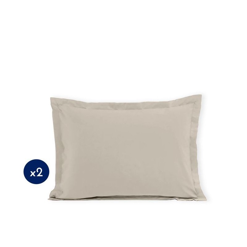 Lot de 2 taies d'oreiller - LOVELY HOME - 50 x 70 cm - Beige clair