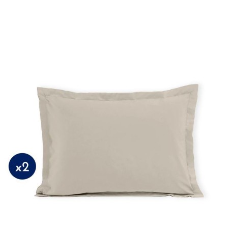 Lot de 2 taies d'oreiller - LOVELY HOME - 50 x 70 cm - Beige clair