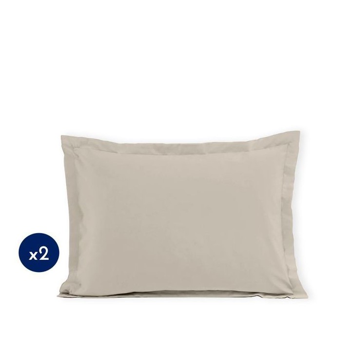Lot de 2 taies d'oreiller - LOVELY HOME - 50 x 70 cm - Beige clair Lot de 2 taies d'oreiller - LOVELY HOME - 50 x 70 cm - Beige clair