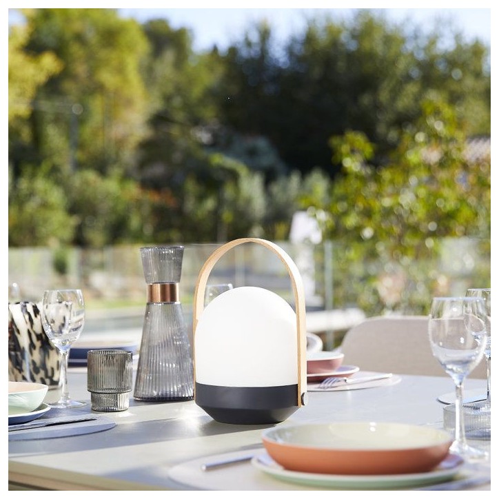 Baladeuse sans fil - LUMISKY - AURA - LED blanc chaud dimmable - Poignée bambou - Rechargeable - H27 cm