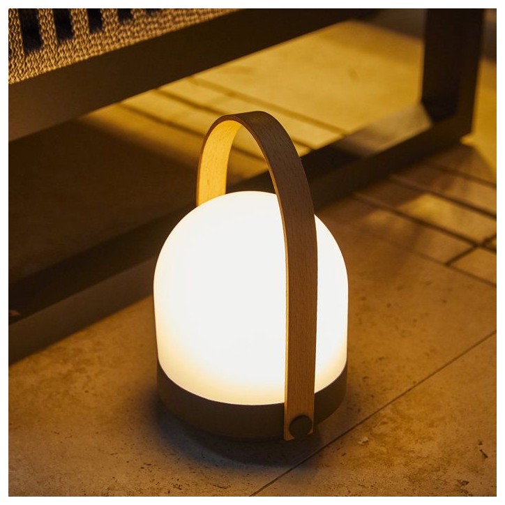 Baladeuse sans fil - LUMISKY - AURA - LED blanc chaud dimmable - Poignée bambou - Rechargeable - H27 cm