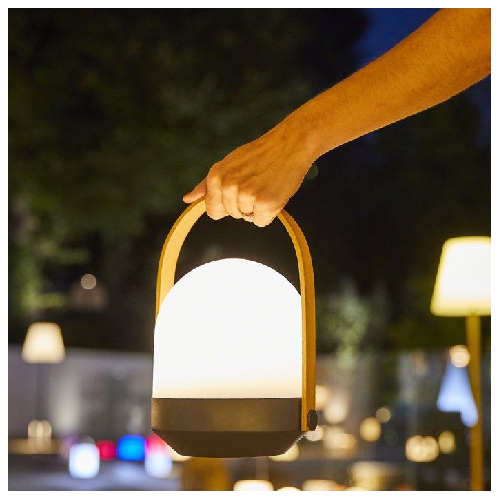 Baladeuse sans fil - LUMISKY - AURA - LED blanc chaud dimmable - Poignée bambou - Rechargeable - H27 cm