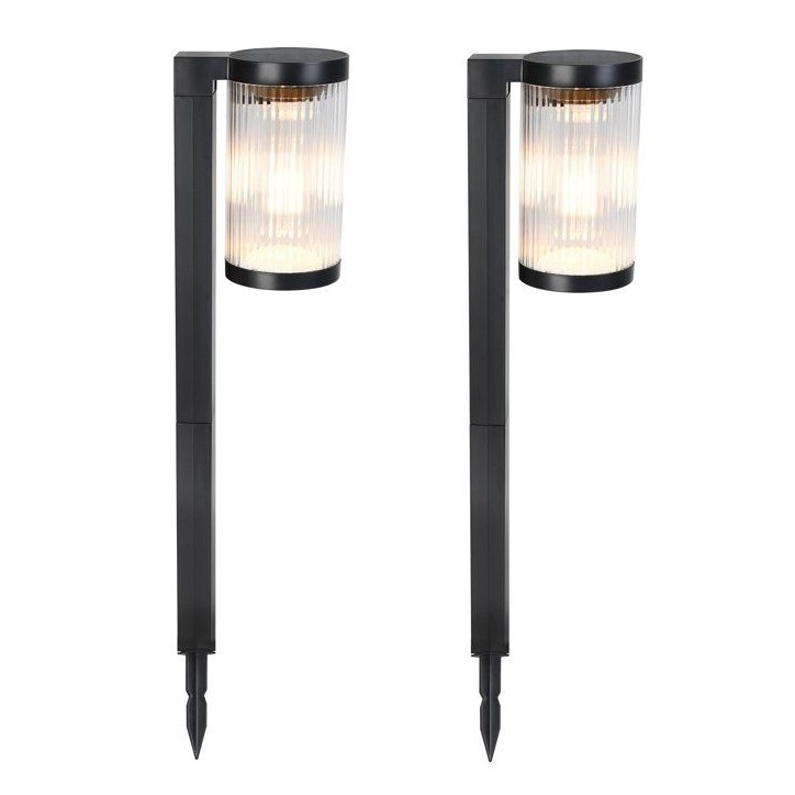 Lot 2 balises solaires - LUMISKY - BEAMLIT - LED blanc chaud - H58 cm - Eclairage jardin allée terrasse