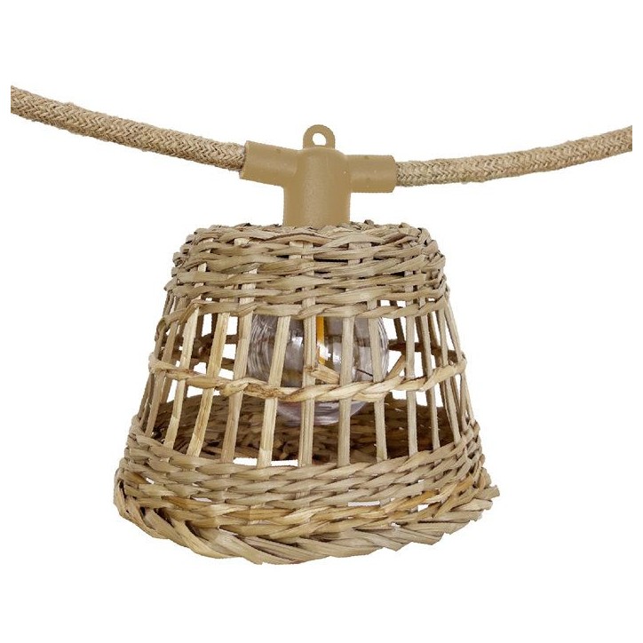 Guirlande extérieure hybride - LUMISKY - SAMOA LIGHT HYBRID - Solaire et secteur - 10 abat-jour rotin LED - Blanc chaud - 8 m Guirlande extérieure hybride - LUMISKY - SAMOA LIGHT HYBRID - Solaire et secteur - 10 abat-jour rotin LED - Blanc chaud - 8 m
