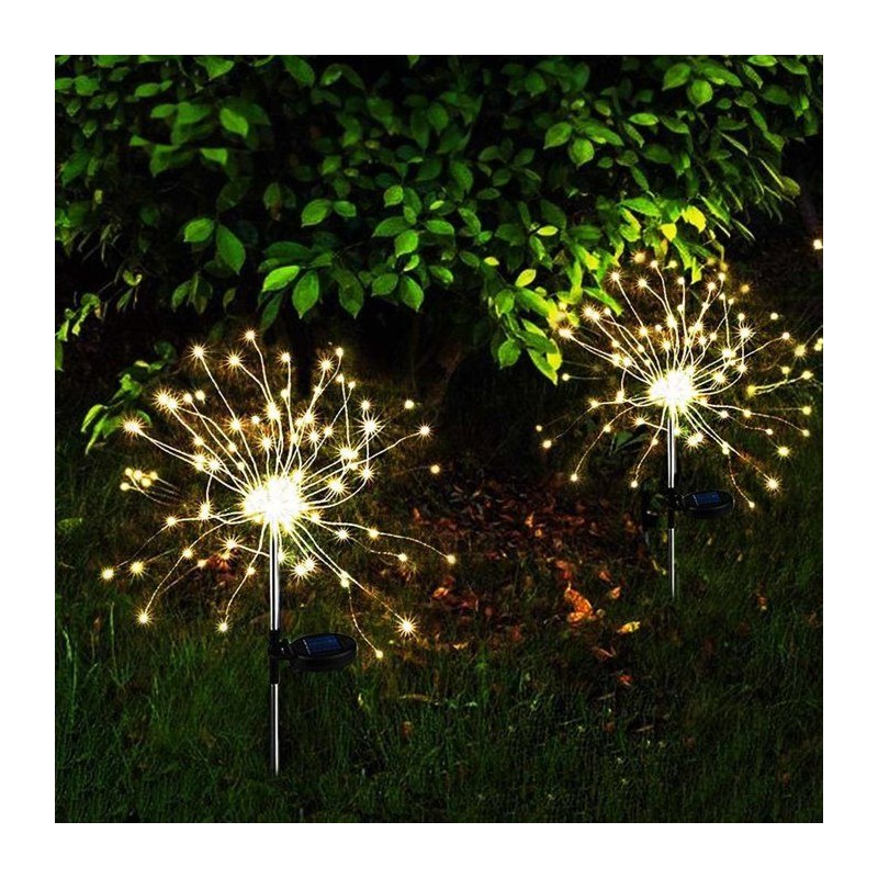 Lot 2 balises solaires - LUMISKY - FIREWORKS SPIKE - LED effet feu d'a