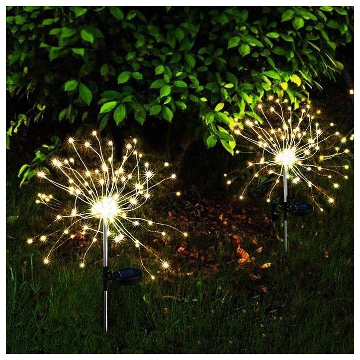 Lot 2 balises solaires - LUMISKY - FIREWORKS SPIKE - LED effet feu d'artifice - H97 cm - Eclairage extérieur décoratif