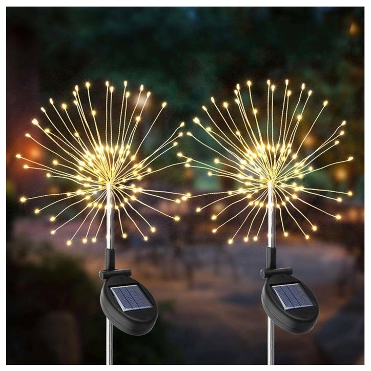 Lot 2 balises solaires - LUMISKY - FIREWORKS SPIKE - LED effet feu d'artifice - H97 cm - Eclairage extérieur décoratif