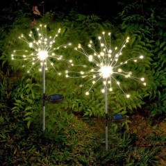 Lot 2 balises solaires - LUMISKY - FIREWORKS SPIKE - LED effet feu d'a