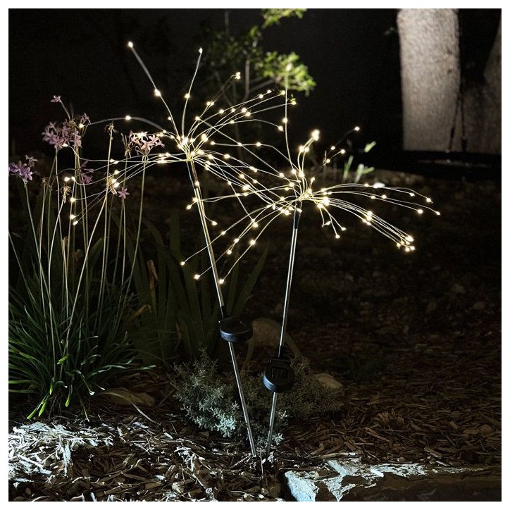 Lot 2 balises solaires - LUMISKY - FIREWORKS SPIKE - LED effet feu d'artifice - H97 cm - Eclairage extérieur décoratif
