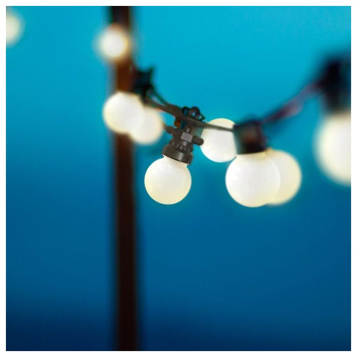 Guirlande lumineuse extérieure - LUMISKY - PARTY MILKY 10 - 10 globes LED - Blanc chaud - Connectable - 5,7 m - 8 modes éclair