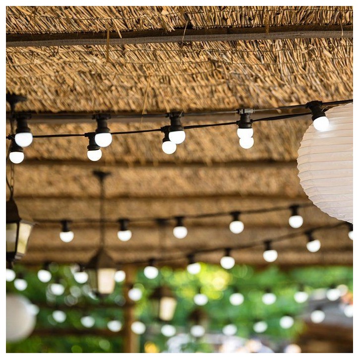 Guirlande lumineuse extérieure - LUMISKY - PARTY MILKY 10 - 10 globes LED - Blanc chaud - Connectable - 5,7 m - 8 modes éclair