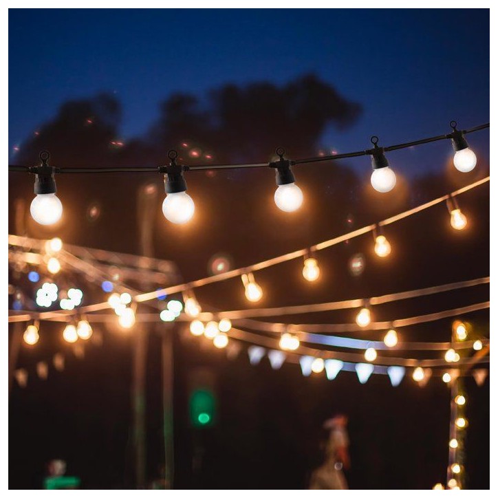 Guirlande lumineuse extérieure - LUMISKY - PARTY MILKY 10 - 10 globes LED - Blanc chaud - Connectable - 5,7 m - 8 modes éclair