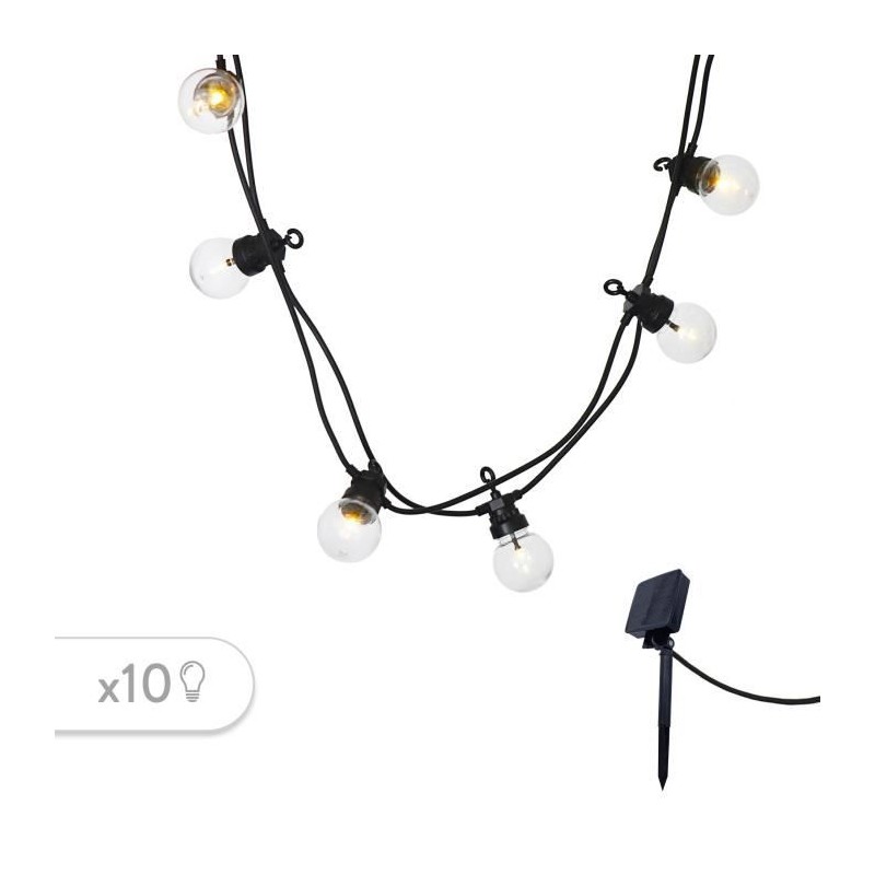 PARTY CLEAR SOLAR Guirlande lumineuse solaire - 10 globes transparents