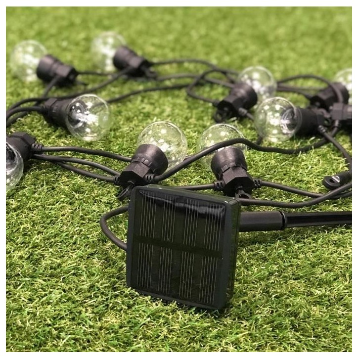 PARTY CLEAR SOLAR Guirlande lumineuse solaire - 10 globes transparents - LED blanc chaud - 5.90m - 8 modes