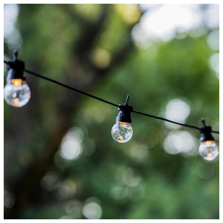 PARTY CLEAR SOLAR Guirlande lumineuse solaire - 10 globes transparents - LED blanc chaud - 5.90m - 8 modes
