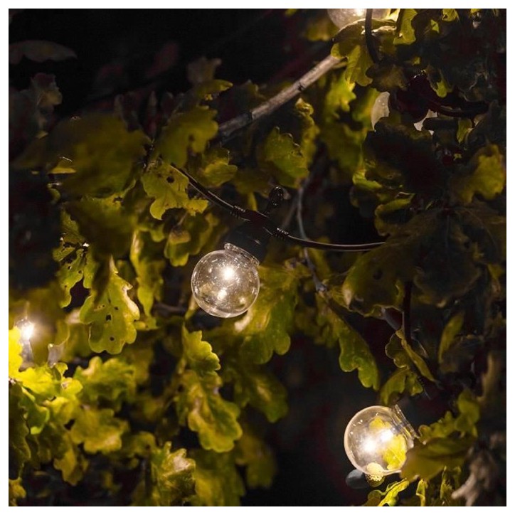 PARTY CLEAR SOLAR Guirlande lumineuse solaire - 10 globes transparents - LED blanc chaud - 5.90m - 8 modes