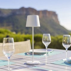 Lampe de table sans fil - LUMISKY - KELLY WHITE - Aluminium blanc - LE