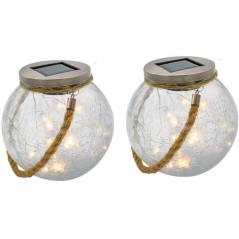 Lot de 2 boules solaires - LUMISKY - CRACK BALL CORD - H13 cm - Verre