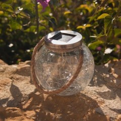 Lot de 2 boules solaires - LUMISKY - CRACK BALL CORD - H13 cm - Verre