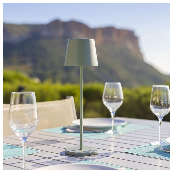 Lampe de table sans fil - LUMISKY - KELLY OLIVE - Aluminium vert - LED blanc dimmable - Rechargeable - H38 cm