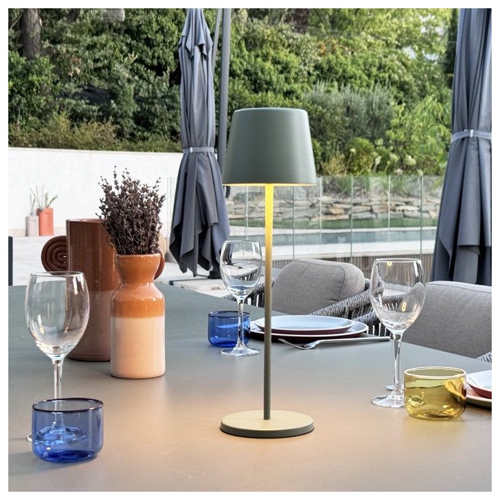 Lampe de table sans fil - LUMISKY - KELLY OLIVE - Aluminium vert - LED blanc dimmable - Rechargeable - H38 cm
