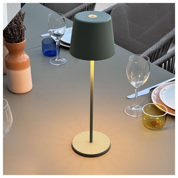 Lampe de table sans fil - LUMISKY - KELLY OLIVE - Aluminium vert - LED blanc dimmable - Rechargeable - H38 cm