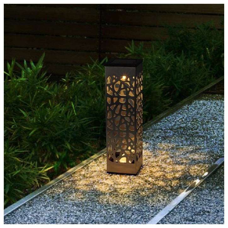 Lot 3 balises solaires - LUMISKY - ORGANIC INOX - LED blanc chaud - Inox - H31 cm - Eclairage jardin