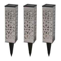 Lot 3 balises solaires - LUMISKY - ORGANIC INOX - LED blanc chaud - Inox - H31 cm - Eclairage jardin