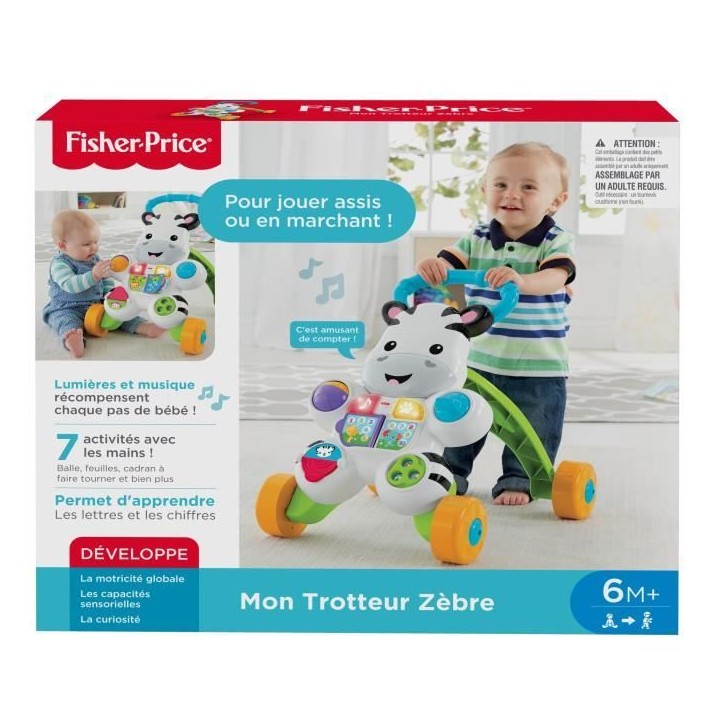 Fisher-Price - Mon Trotteur Zebre Parlant - Trotteur bébé - 6 mois et + DLD96 Fisher-Price - Mon Trotteur Zebre Parlant - Trotteur bébé - 6 mois et + DLD96