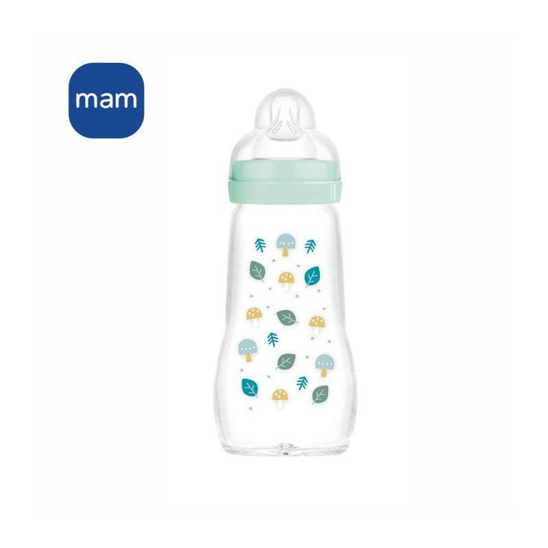 MAM Biberon Verre Nature - 260ml - Aqua - Tétine Débit 2